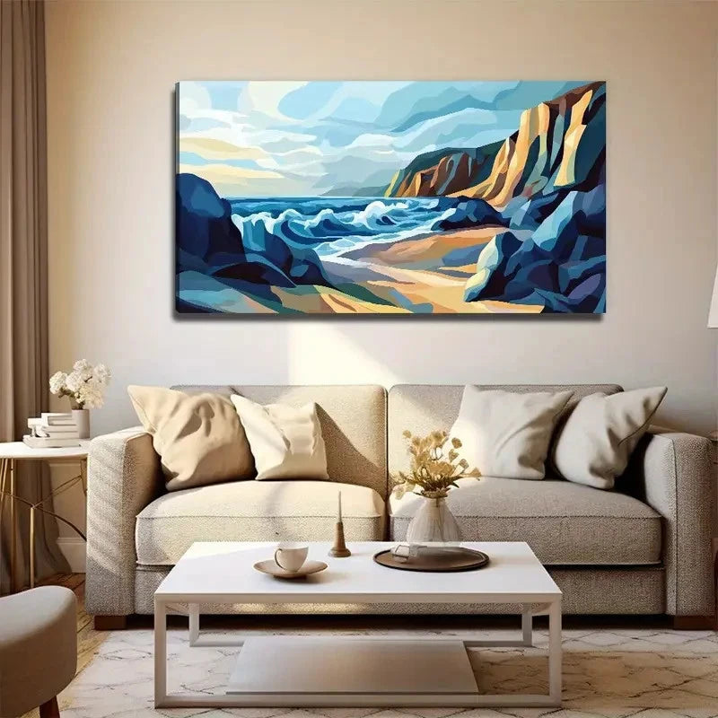 Beach Wave Suitable Wall Art Canvas Office Home Room Framed 120x60cm