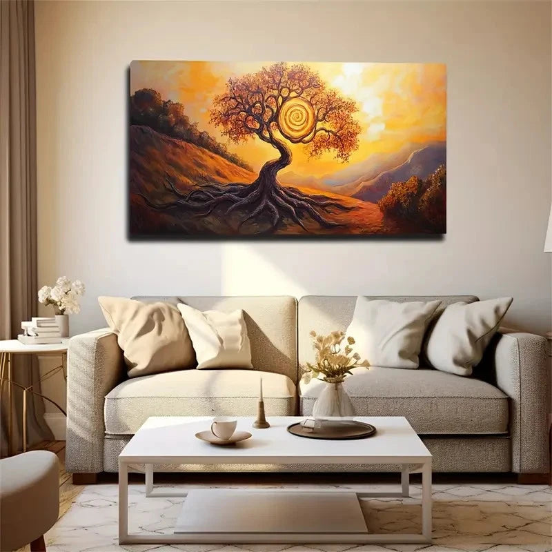 Vibrant Landscape Sunset Hues Wall Art Canvas Office Home Room Framed 120x60cm