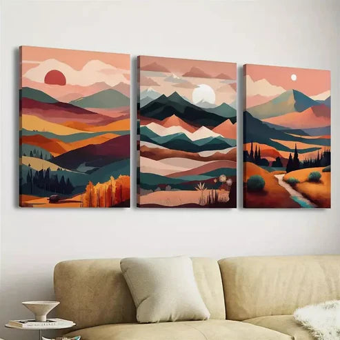 3pcs Modern Sunset Landscape Decoration Wall Art Canvas Unframed - High Quality Print 100% Australian Made Wall Canvas
