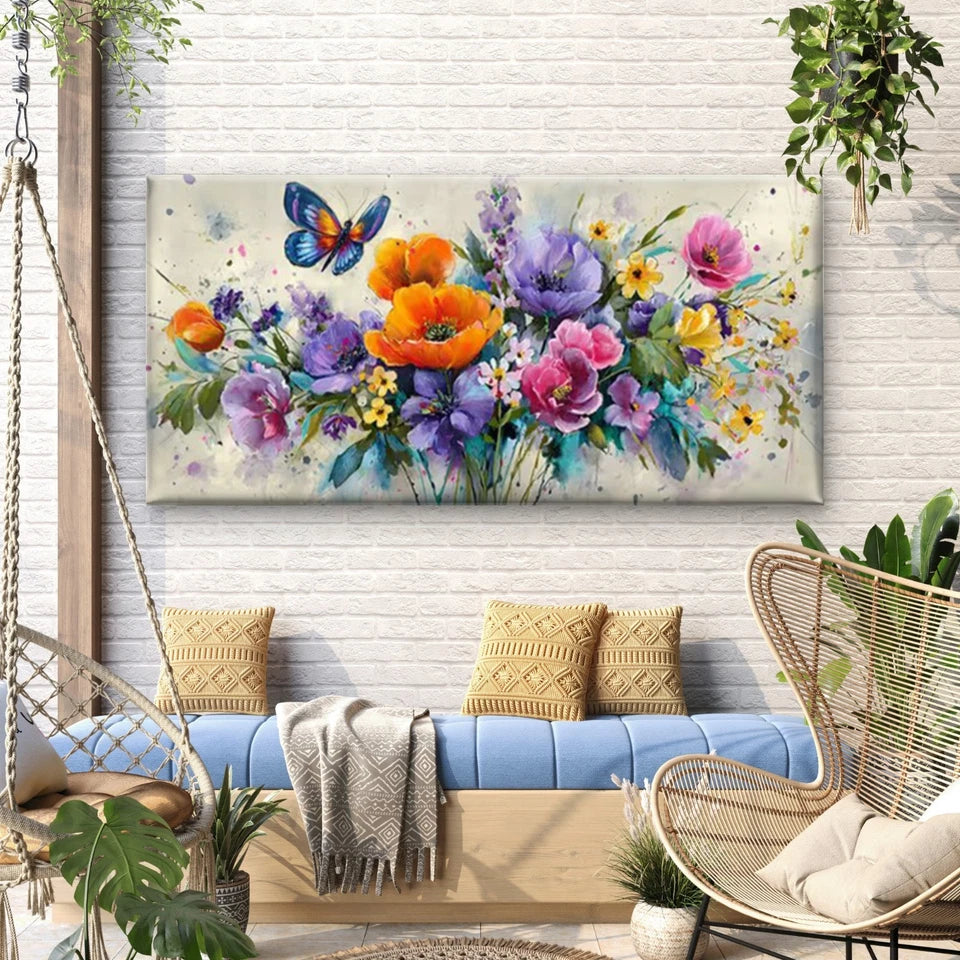 Watercolor Leaf & Botanical Wall Art Canvas Office Home Room Framed 120x60cm