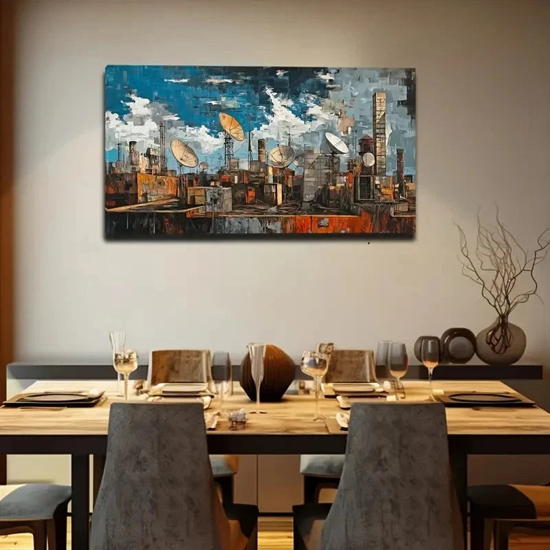 Vibrant Urban Signal Receiver Wall Art Canvas Office Home Room Framed 120x60cm