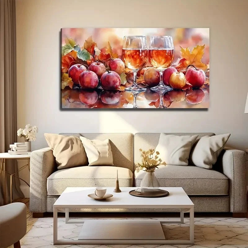 Champagne And Fruit Wall Art Canvas Office Home Room Framed 120x60cm