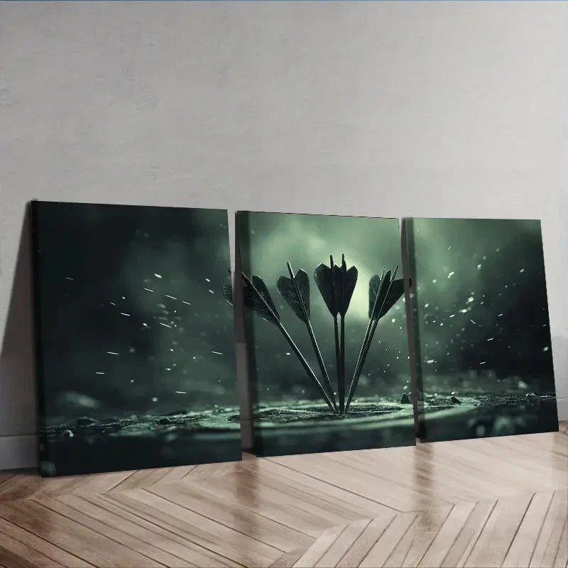 3pcs Darts with Arrows Design Wall Art Set Canvas Framed 50x70cm - High Quality Print 100% Australian Made Wall Canvas Ready to Hang - Bella Home Decor