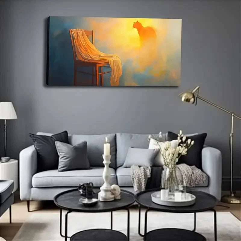 Orange & Yellow Warm Tones Wall Art Canvas Office Home Room Framed 120x60cm