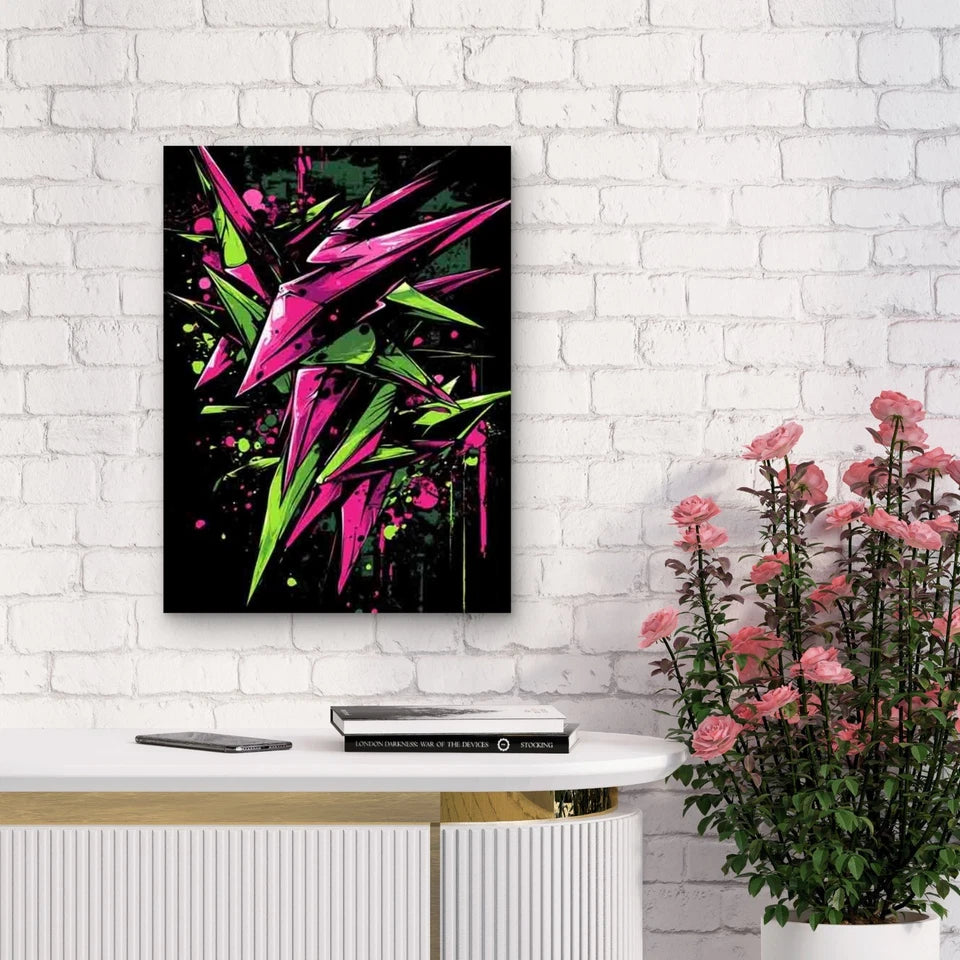 Vibrant Game Art Style Graffiti 40x60cm Metal Print Ready to Hang