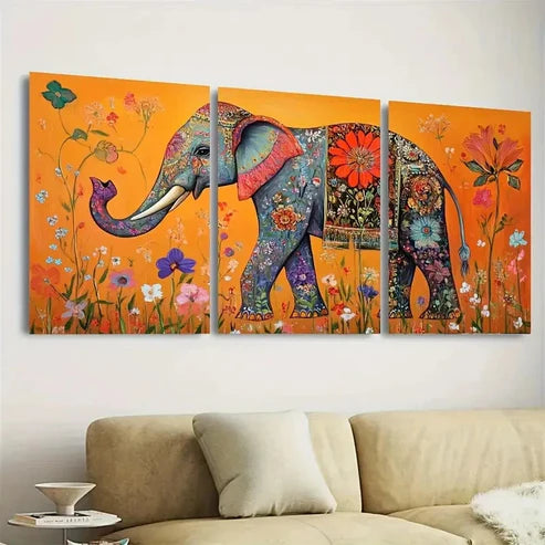 3pcs Exotic Floral Design, Polyester Wall Art Set Canvas Unframed - High Quality Print 100% Australian Made Wall Canvas - Bella Home Decor