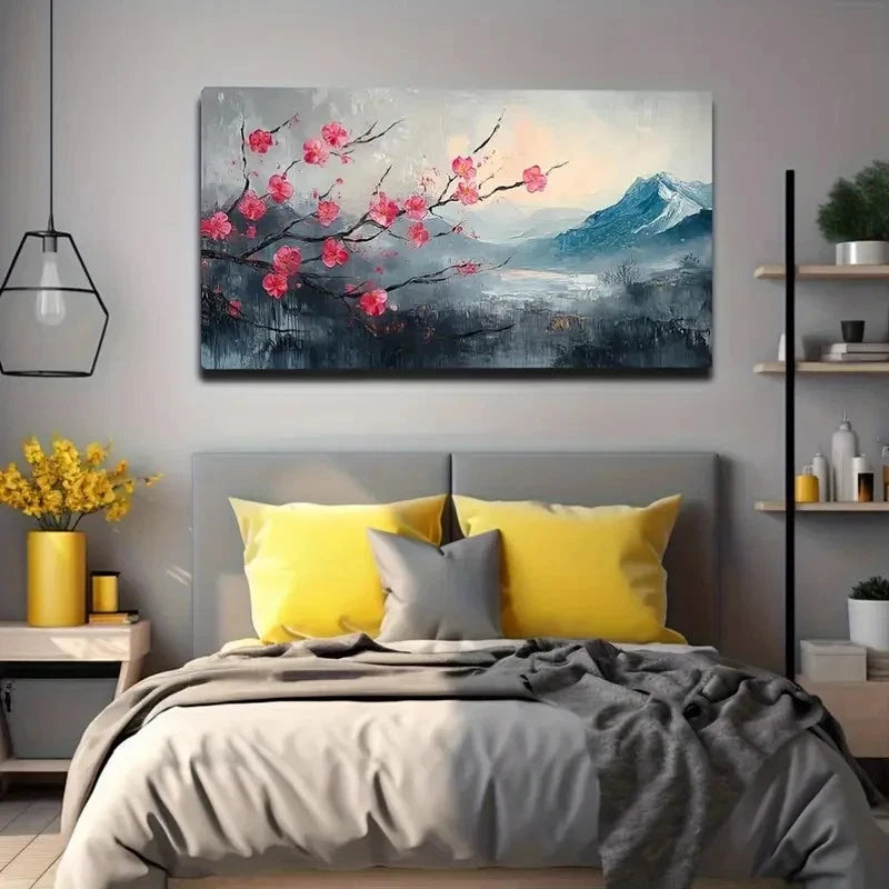 Modern Abstract Mountain Wall Art Canvas Office Home Room Framed 120x60cm