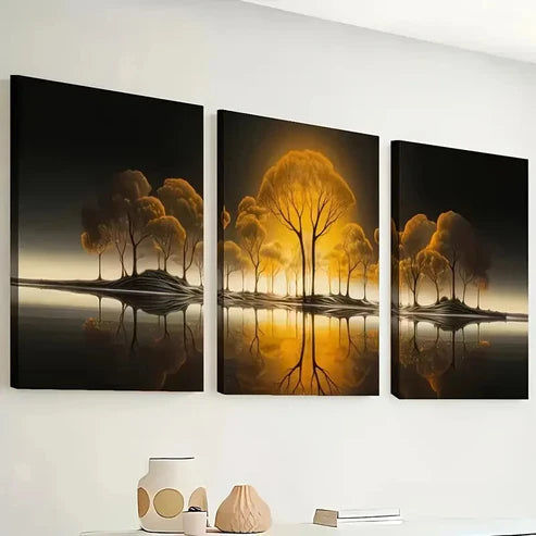 3pcs Featuring Sunset Forest Murals Perfect Wall Art Set Canvas Unframed - High Quality Print 100% Australian Made Wall Canvas