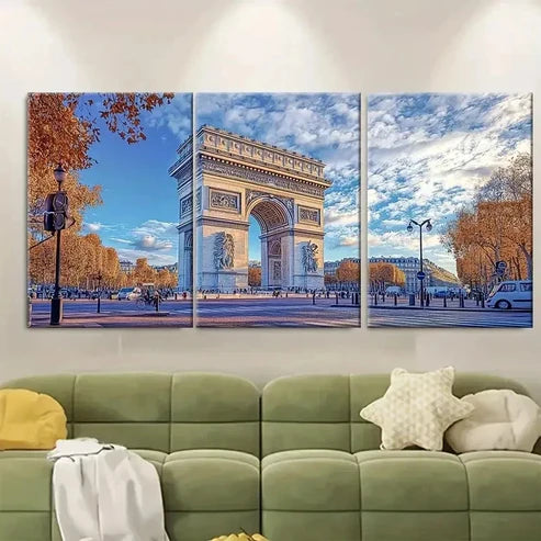 3pcs Place Charles de Gaulle Wall Art Set Canvas Unframed – High Quality Print, 100% Australian Made Wall Canvas - Bella Home Decor