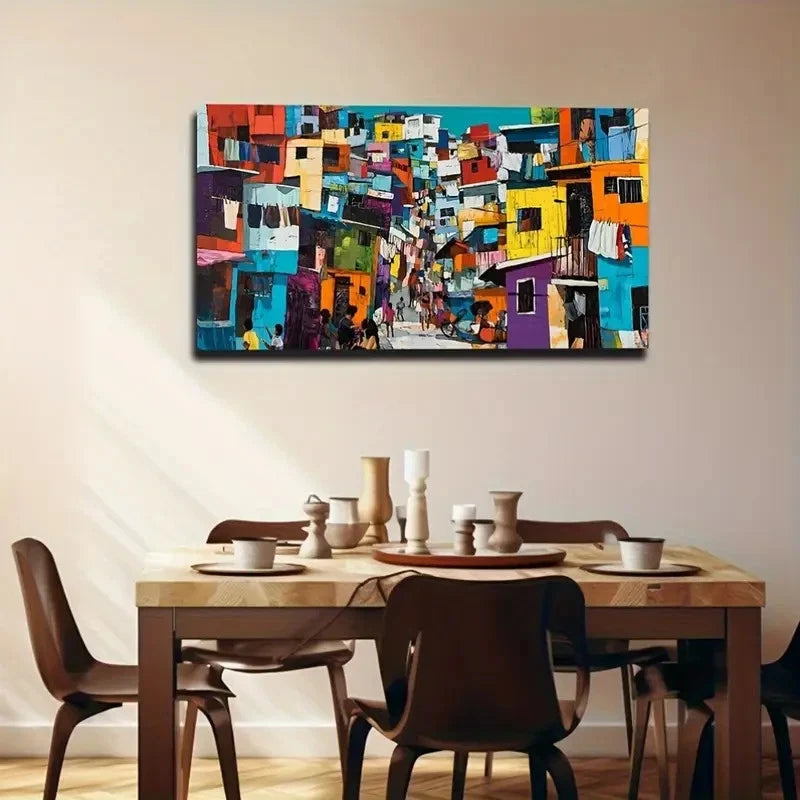 Vibrant Beachside House Wall Art Canvas Office Home Room Framed 120x60cm