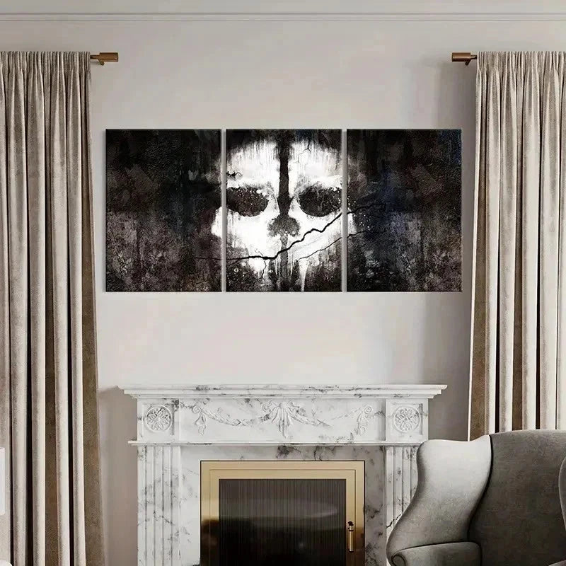 3pcs Game Character Art GHOST Symbol Wall Art Set Canvas Framed 60x90cm - High Quality Print 100% Australian Made Wall Canvas Ready to Hang - Bella Home Decor
