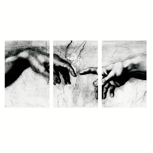 3pcs Modern Black and White Hand Decor Art Set Canvas Unframed - High Quality Print 100% Australian Made Wall Canvas