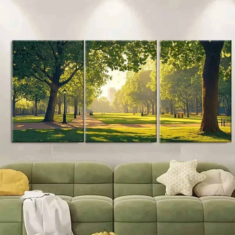 3pcs Clapham Common Park British Landscapes Wall Art Set Canvas Framed 40x60cm - High Quality Print 100% Australian Made Wall Canvas Ready to Hang - Bella Home Decor