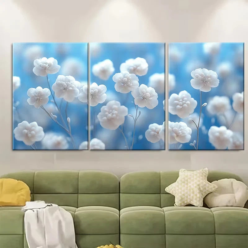 3pcs Gypsophila Babys Breath Metal Print Ready to Hang Art
