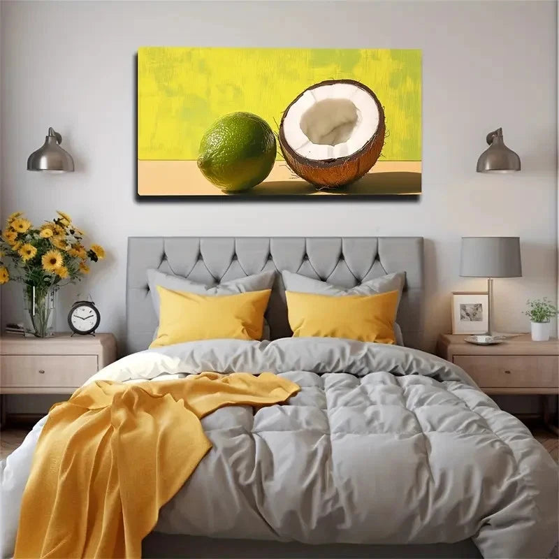 Cut Fruit Coconut Suitable Wall Art Canvas Office Home Room Framed 120x60cm