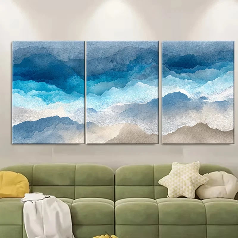 3pcs Seaside Scrapbook Watercolor Beach Metal Print Ready to Hang Art