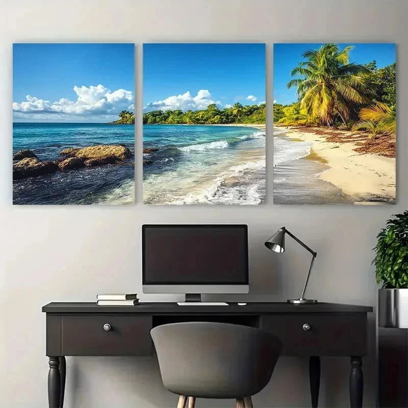 3pcs Caribbean Honduras America Perfect Wall Art Set Canvas Framed 50x70cm - High Quality Print 100% Australian Made Wall Canvas Ready to Hang - Bella Home Decor