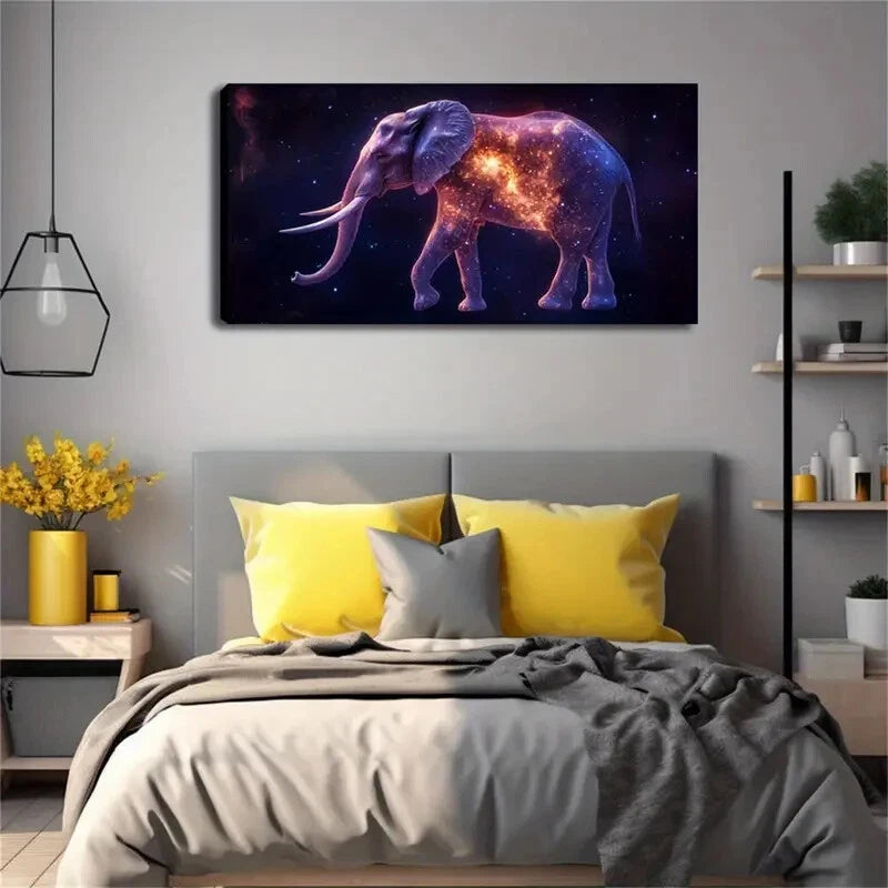 The Body Of An Elephant Starry Wall Art Canvas Office Home Room Framed 120x60cm - Bella Home Decor