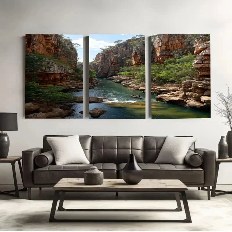 3pcs Beautiful Nitmiluk Canyon, Australia Wall Art Set Canvas Framed 50x70cm - High Quality Print 100% Australian Made Wall Canvas Ready to Hang - Bella Home Decor