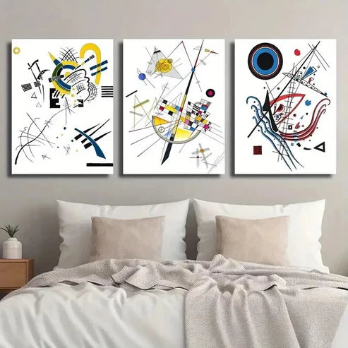 3pcs Wassily Kandinsky Geometric Abstract Wall Art Set Canvas Unframed - High Quality Print 100% Australian Made Wall Canvas