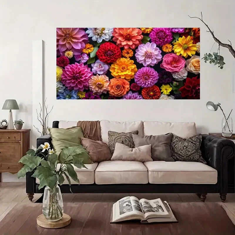 Aesthetic Modern Vintage Floral Wall Art Canvas Office Home Room Framed 120x60cm