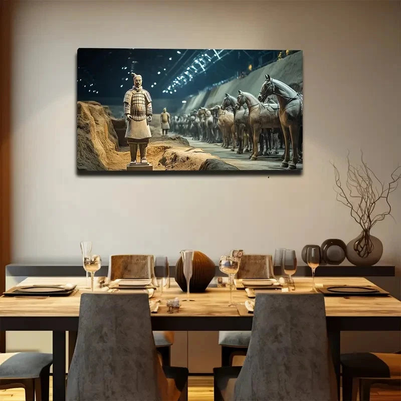 Terracotta Warriors China Wall Art Canvas Office Home Room Framed 120x60cm