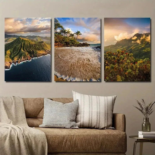 3pcs Hawaii Maui Beaches Oahu And Kauai Wall Art Canvas Unframed - High Quality Print 100% Australian Made Wall Canvas