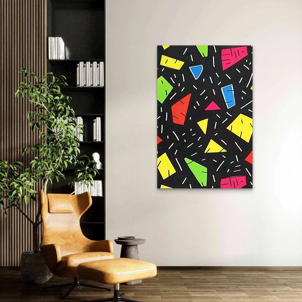 Colorful Shapes & Lines 40x60cm Metal Print Ready to Hang