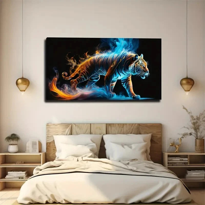 Spectacular Tiger Aesthetic Wall Art Canvas Office Home Room Framed 120x60cm