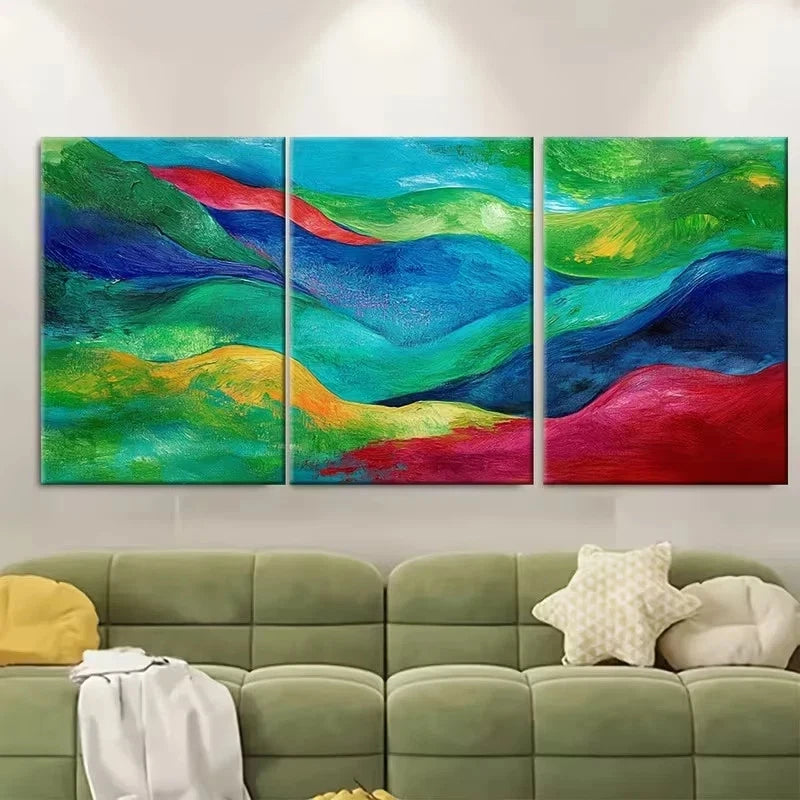 3pcs Emerald Green, Sapphire Blue, Ruby Red Wall Art Set Canvas Framed 40x60cm - High Quality Print 100% Australian Made Wall Canvas Ready to Hang