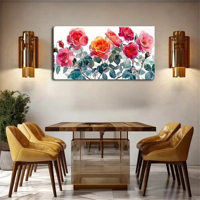 Presents A Set Of Charming Rose Wall Art Canvas Office Home Room Framed 120x60cm