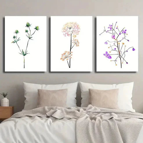 3pcs Modern Green Leaves & Plants Wall Art Set Canvas Unframed - High Quality Print 100% Australian Made Wall Canvas