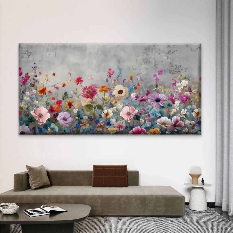 Multicolor Wildflower Garden Wall Art Canvas Office Home Room Framed 120x60cm