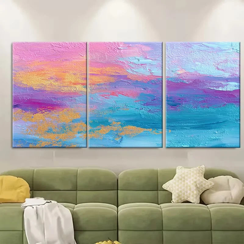 3pcs Abstract Sunshine Sky Sea Metal Print Ready to Hang Art