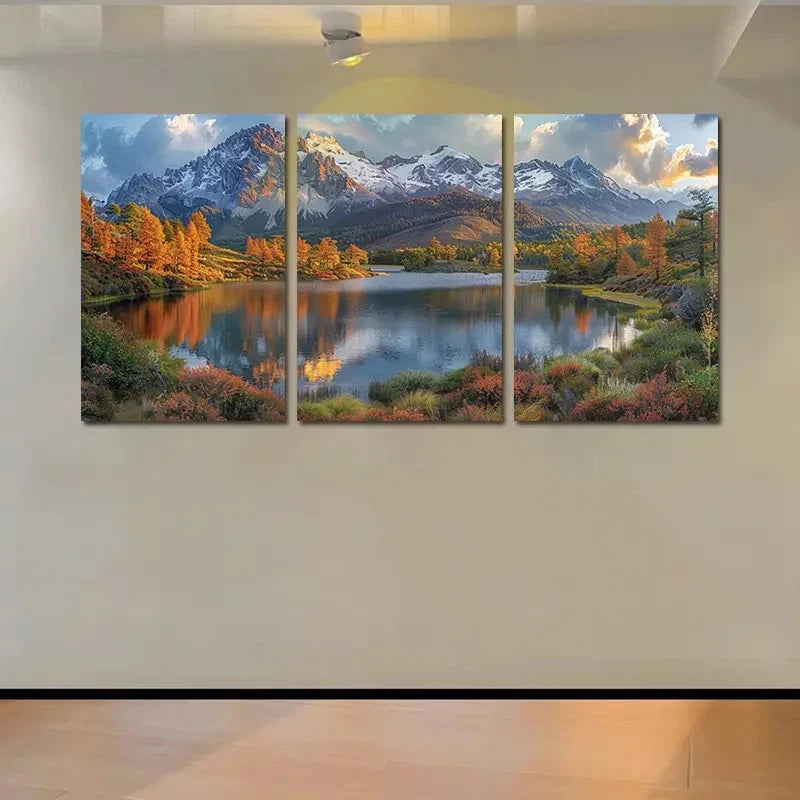 3pcs Mount Kilimanjaro Golden Autumn Colors Wall Art Set Canvas Framed 40x60cm - High Quality Print 100% Australian Made Wall Canvas Ready to Hang