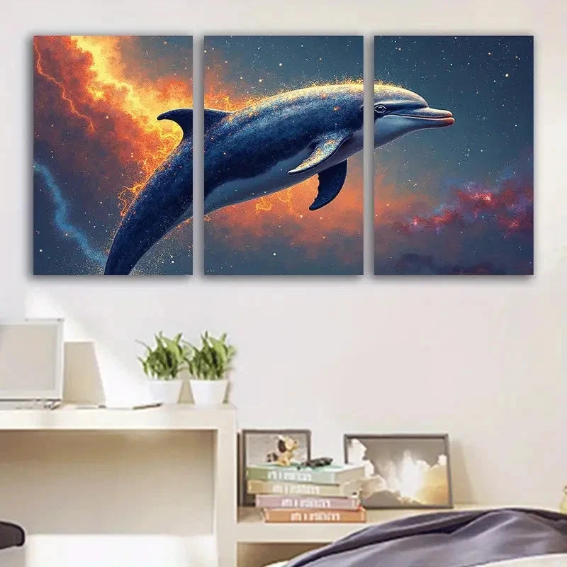 3pcs Dolphin Ocean Underwater Scene Wall Art Set Canvas Framed 50x70cm - High Quality Print 100% Australian Made Wall Canvas Ready to Hang - Bella Home Decor