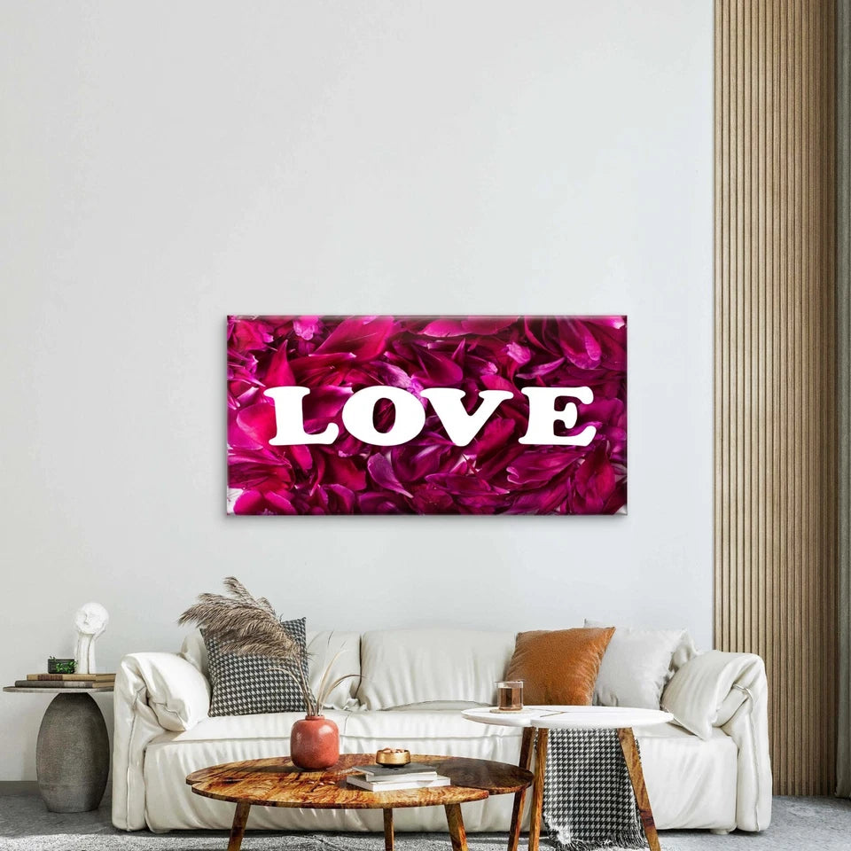 Love From Carved Letters Petals Wall Art Canvas Office Home Room Framed 120x60cm