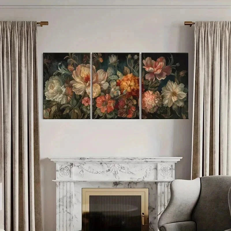 3pcs Botanical Floral Illustrations Decor Wall Art Set Canvas Framed 60x90cm - High Quality Print 100% Australian Made Wall Canvas Ready to Hang - Bella Home Decor