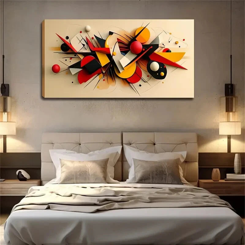 Modern Geometric Shapes Wall Art Canvas Office Home Room Framed 120x60cm - Bella Home Decor