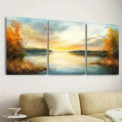 3pcs Lake Oologah Oklahoma Wall Art Set Canvas Unframed - High Quality Print 100% Australian Made Wall Canvas