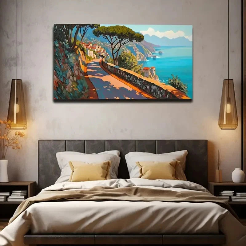 The Mediterranean Sea Wall Art Canvas Office Home Room Framed 120x60cm