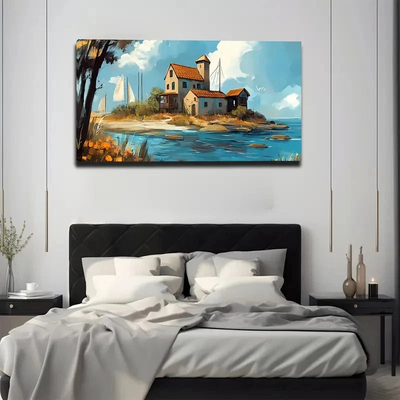 Presenting A Laid-Back Seaside Wall Art Canvas Office Home Room Framed 120x60cm