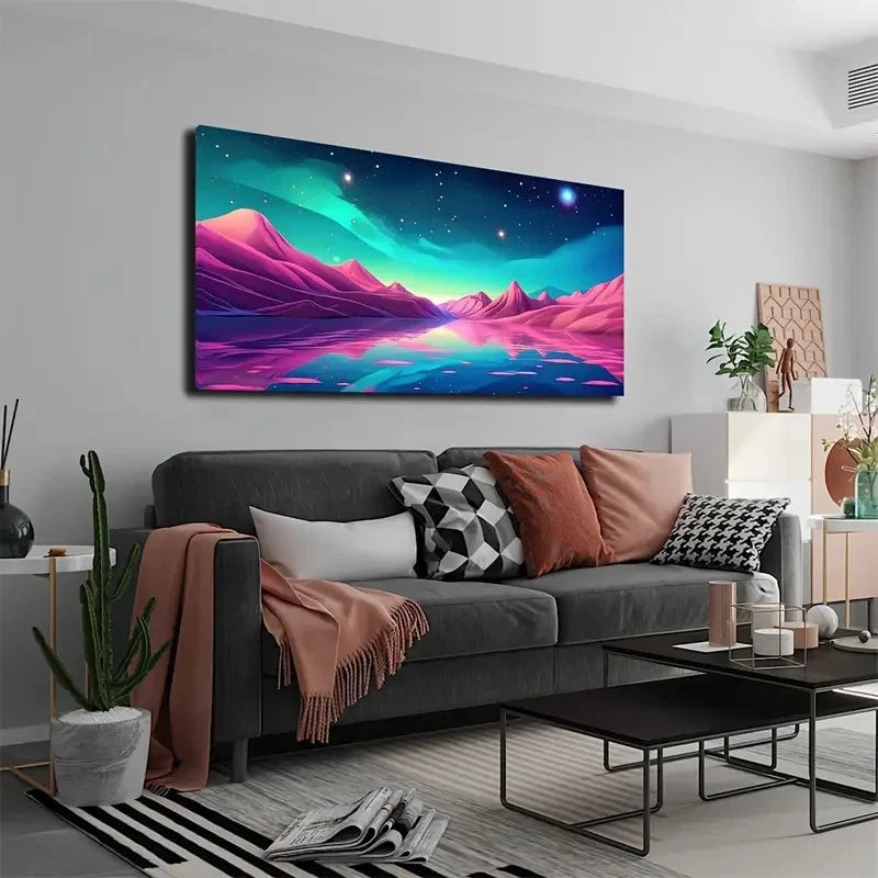Bold Pink Mountain Wall Art Canvas Office Home Room Framed 120x60cm