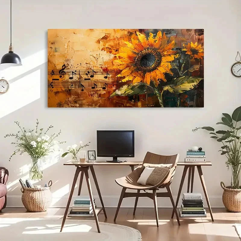 Abstract Musical Note Landscape Wall Art Canvas Office Home Room Framed 120x60cm