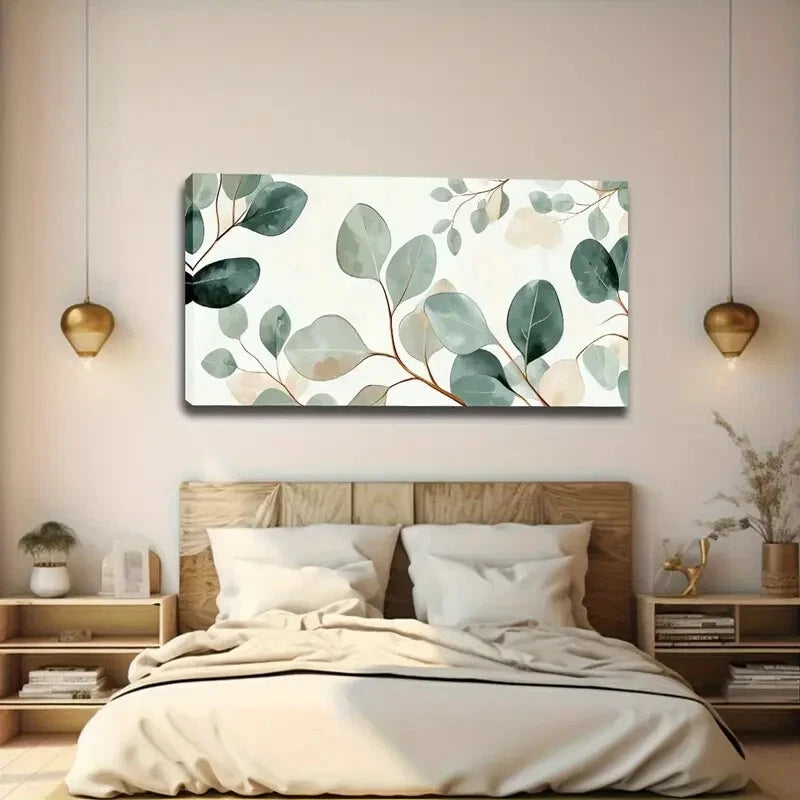 Eucalyptus Leaves and Branches Wall Art canvas office home room framed 120x60cm - Bella Home Decor