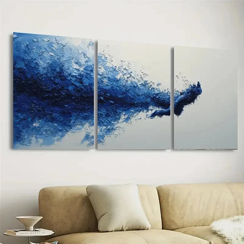 3pcs Underwater Blue Abstract Ocean Art Wall Art Set Canvas Framed 60x90cm - High Quality Print 100% Australian Made Wall Canvas Ready to Hang