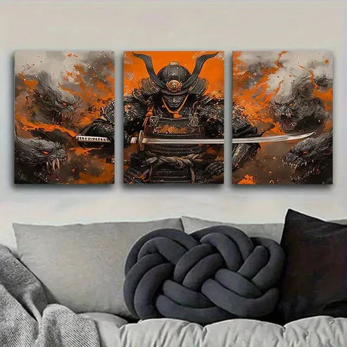 3pcs Samurai Warrior Fantasy Wall Art Canvas Unframed - High Quality Print 100% Australian Made Wall Canvas