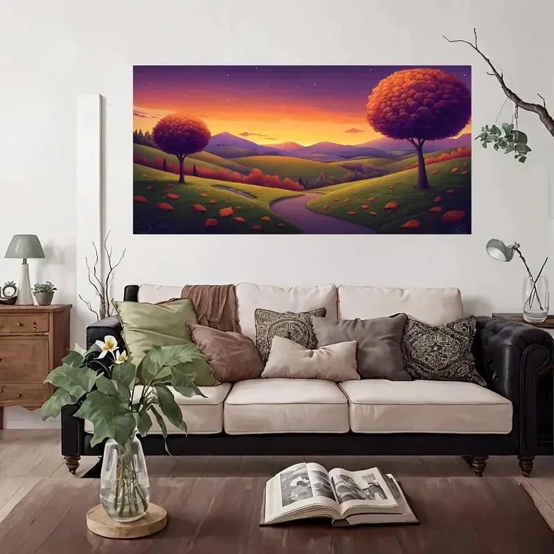 Rolling Hills Orange Trees Wall Art Canvas Office Home Room Framed 120x60cm