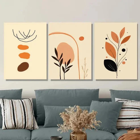 3pcs Modern Abstract Boho Style Paintings Wall Art Set Canvas Unframed - High Quality Print 100% Australian Made Wall Canvas