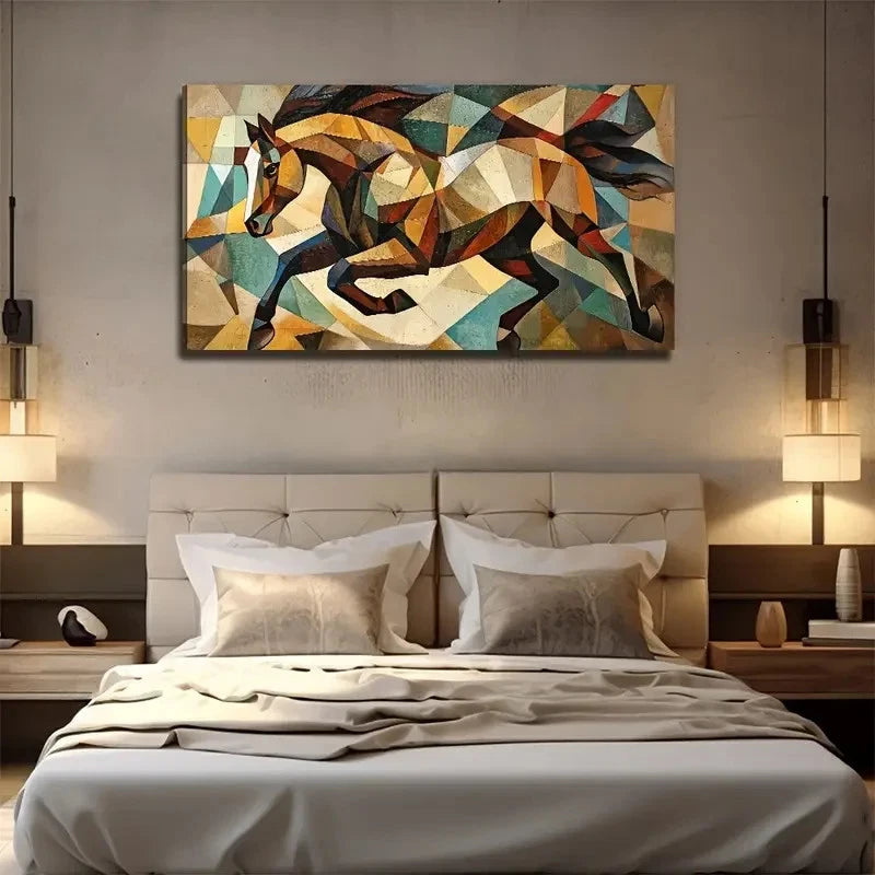 Running Horse Modern Wall Art Canvas Office Home Room Framed 120x60cm